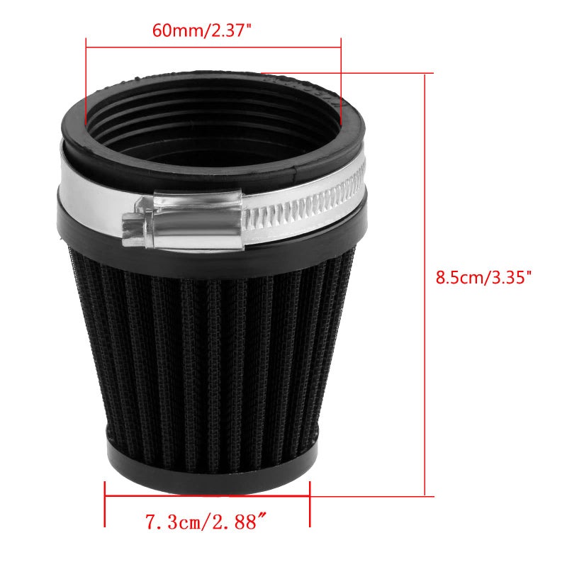 Mtsooning Motorcycle Pod Air Filter, 2.36" Round Tapered Intake Cleaner, Inlet Truck Cold Cone Replacement for Honda Kawasaki Suzuki ATV Kart Dirt Pit Bike - Image 5